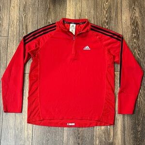 Adidas ClimaCool 1/4 Zip Pullover Jacket Mens Medium Red Black Athletic Top